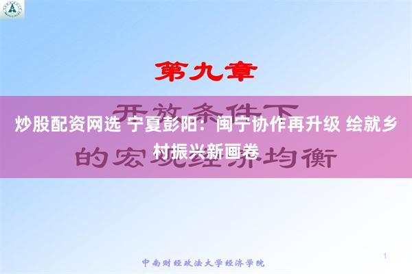 炒股配资网选 宁夏彭阳：闽宁协作再升级 绘就乡村振兴新画卷